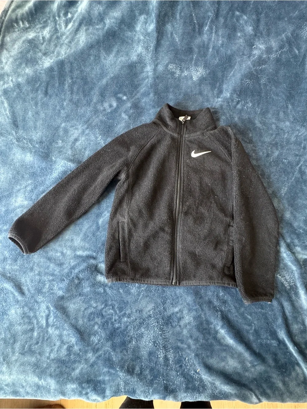 Nike Kids Black Full-Zip Puffer-Style Fleece Jacket